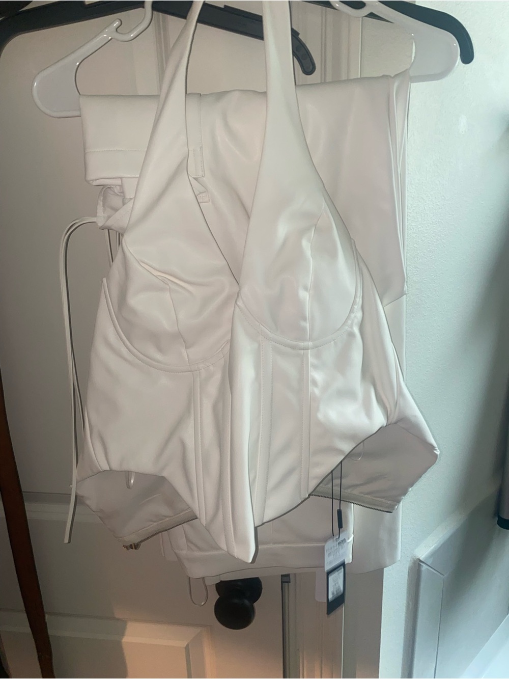 Women’s White Faux-Leather two piece set
